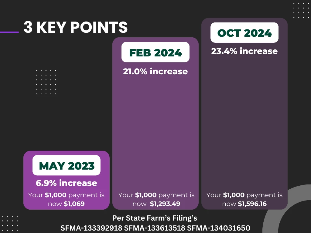 A diagram showing the magnitude of the increases over the past two years.